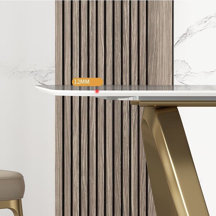 Glam-stijl eettafel stenen rechthoekige eettafel in wit