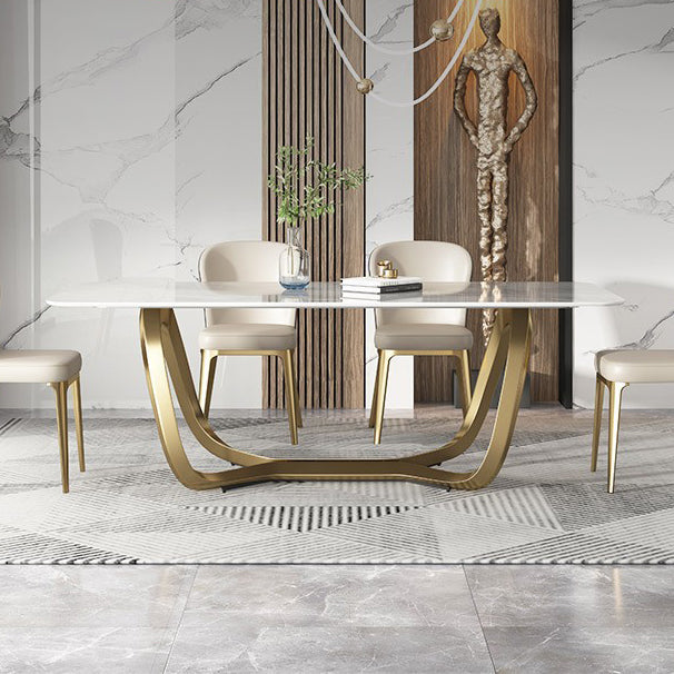 Glam-stijl eettafel stenen rechthoekige eettafel in wit