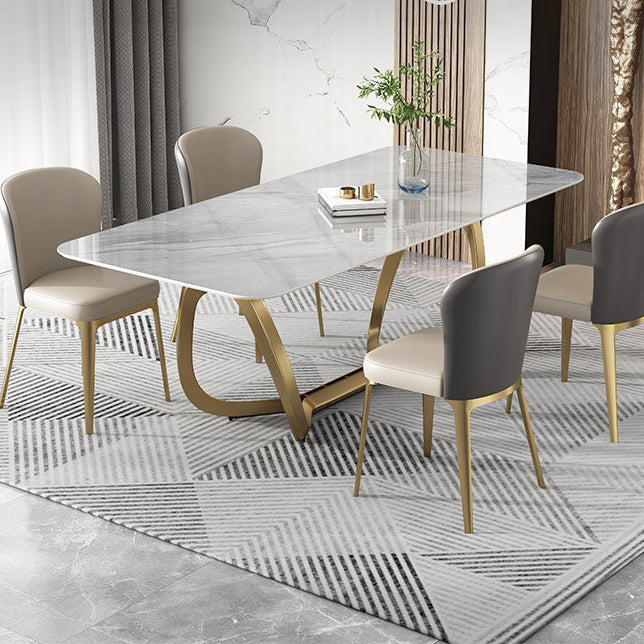 Glam-stijl eettafel stenen rechthoekige eettafel in wit