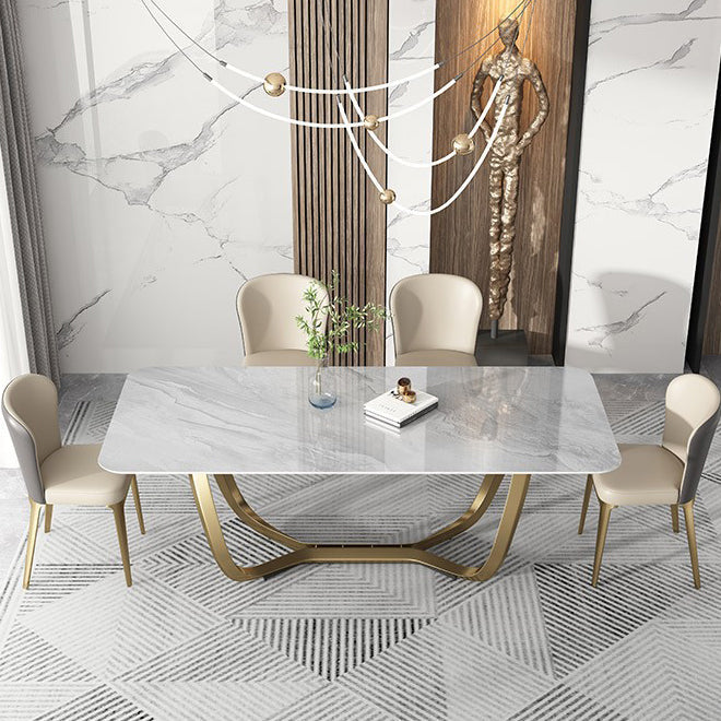 Glam-stijl eettafel stenen rechthoekige eettafel in wit