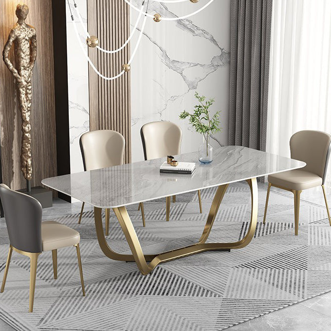 Glam-stijl eettafel stenen rechthoekige eettafel in wit