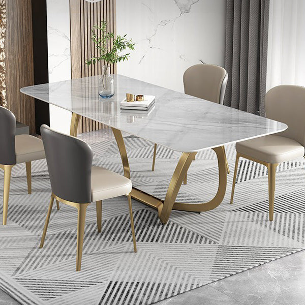 Glam-stijl eettafel stenen rechthoekige eettafel in wit