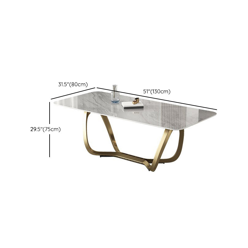 Glam-stijl eettafel stenen rechthoekige eettafel in wit