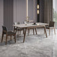 Mesa de comedor industrial Mesa de comedor rectangular de piedra en blanco