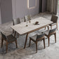 Mesa de comedor industrial Mesa de comedor rectangular de piedra en blanco