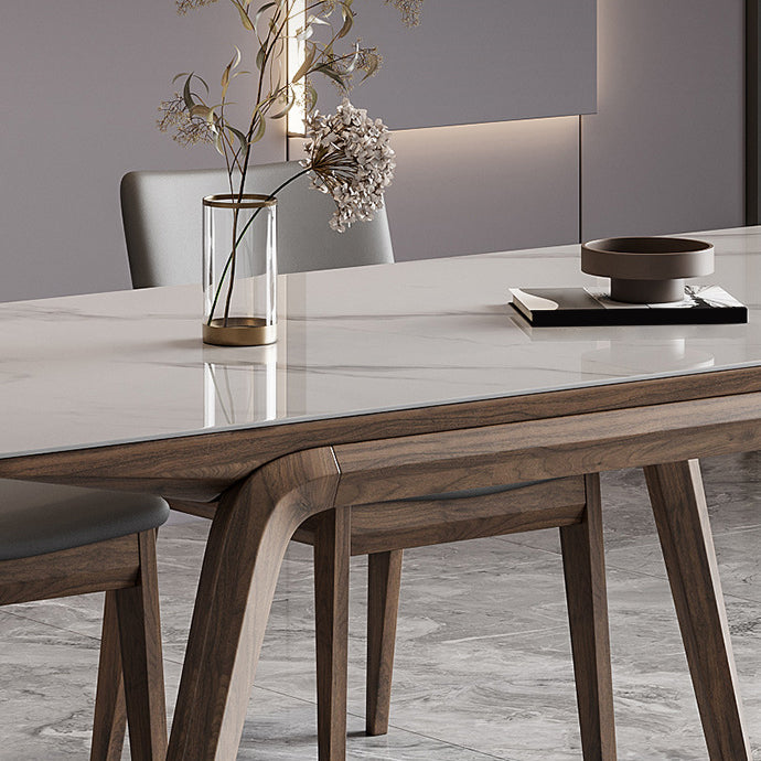 Mesa de comedor industrial Mesa de comedor rectangular de piedra en blanco