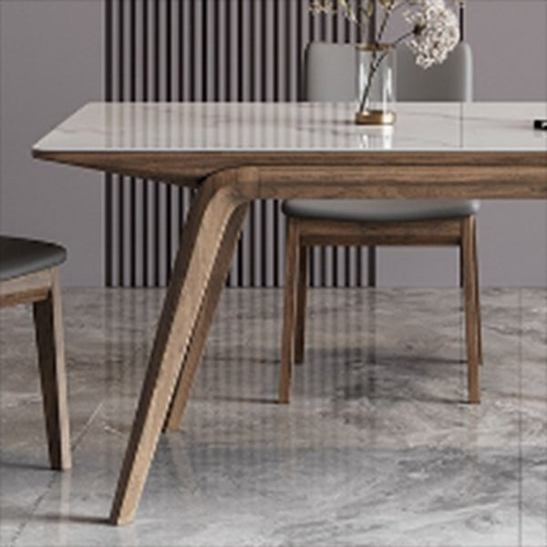 Mesa de comedor industrial Mesa de comedor rectangular de piedra en blanco