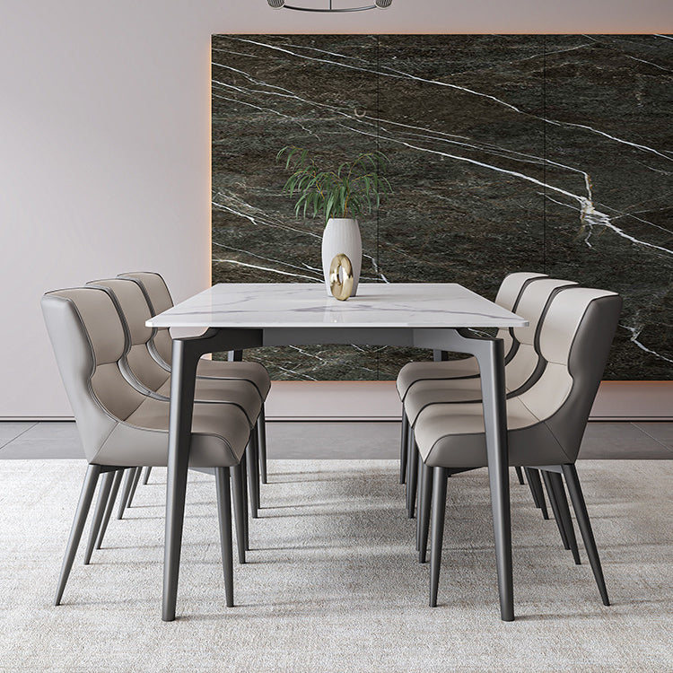 Simplicity Dinette Table Rectangle Stone Dinner Table for Dining Room
