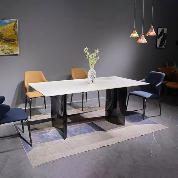Industrial Dinner Table Stone Rectangle Dining Site Table for Home Clearhalo 'Dining Tables & Seating' 'Dining Tables' 'dining_table' 'furn' 'furn_dining_table' 'Furniture' 'Kitchen & Dining Furniture' 7012856