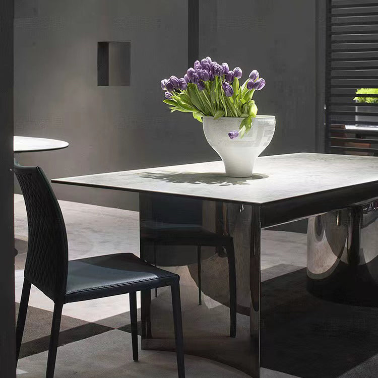 Industrial Dinner Table Stone Rectangle Dining Site Table for Home Clearhalo 'Dining Tables & Seating' 'Dining Tables' 'dining_table' 'furn' 'furn_dining_table' 'Furniture' 'Kitchen & Dining Furniture' 7012859