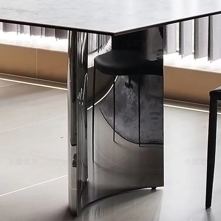 Industrial Dinner Table Stone Rectangle Dining Site Table for Home Clearhalo 'Dining Tables & Seating' 'Dining Tables' 'dining_table' 'furn' 'furn_dining_table' 'Furniture' 'Kitchen & Dining Furniture' 7012860