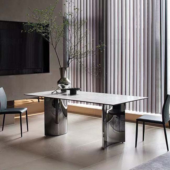 Industrial Dinner Table Stone Rectangle Dining Site Table for Home Clearhalo 'Dining Tables & Seating' 'Dining Tables' 'dining_table' 'furn' 'furn_dining_table' 'Furniture' 'Kitchen & Dining Furniture' 7012861