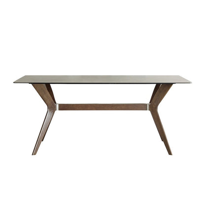 Industrial Dinner Table Stone Rectangle Dining Site Table in Grey