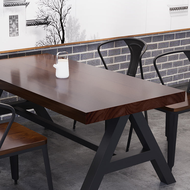Industrial Kitchen Rectangle Dinner Table Solid Wood Dining Table Clearhalo 'Dining Tables & Seating' 'Dining Tables' 'dining_table' 'furn' 'furn_dining_table' 'Furniture' 'Kitchen & Dining Furniture' 7012903