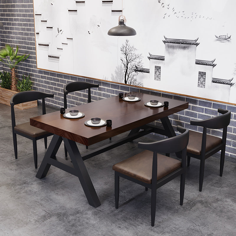 Industrial Kitchen Rectangle Dinner Table Solid Wood Dining Table Clearhalo 'Dining Tables & Seating' 'Dining Tables' 'dining_table' 'furn' 'furn_dining_table' 'Furniture' 'Kitchen & Dining Furniture' 7012905