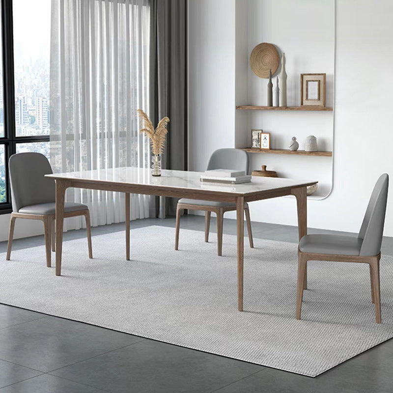 Industrial Style Dinner Table Stone Rectangle Dining Site Table in White Clearhalo 'Dining Tables & Seating' 'Dining Tables' 'dining_table' 'furn' 'furn_dining_table' 'Furniture' 'Kitchen & Dining Furniture' 7012946