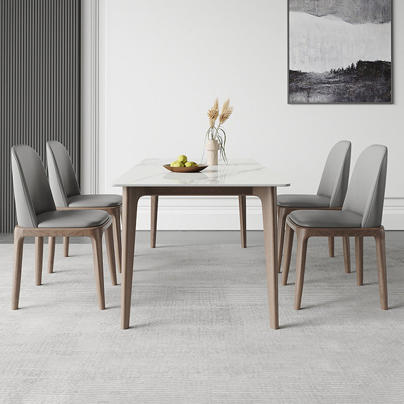 Industrial Style Dinner Table Stone Rectangle Dining Site Table in White Clearhalo 'Dining Tables & Seating' 'Dining Tables' 'dining_table' 'furn' 'furn_dining_table' 'Furniture' 'Kitchen & Dining Furniture' 7012948