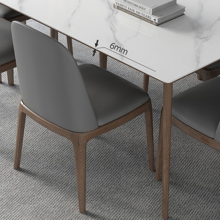 Industrial Style Dinner Table Stone Rectangle Dining Site Table in White Clearhalo 'Dining Tables & Seating' 'Dining Tables' 'dining_table' 'furn' 'furn_dining_table' 'Furniture' 'Kitchen & Dining Furniture' 7012952