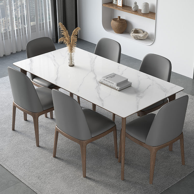 Industrial Style Dinner Table Stone Rectangle Dining Site Table in White Clearhalo 'Dining Tables & Seating' 'Dining Tables' 'dining_table' 'furn' 'furn_dining_table' 'Furniture' 'Kitchen & Dining Furniture' 7012955