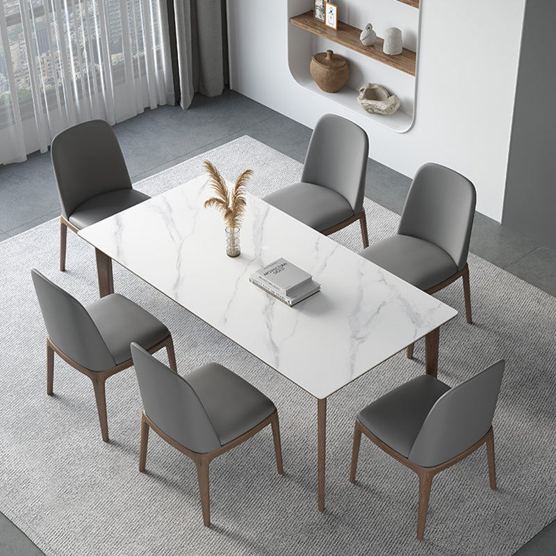 Industrial Style Dinner Table Stone Rectangle Dining Site Table in White Clearhalo 'Dining Tables & Seating' 'Dining Tables' 'dining_table' 'furn' 'furn_dining_table' 'Furniture' 'Kitchen & Dining Furniture' 7012958