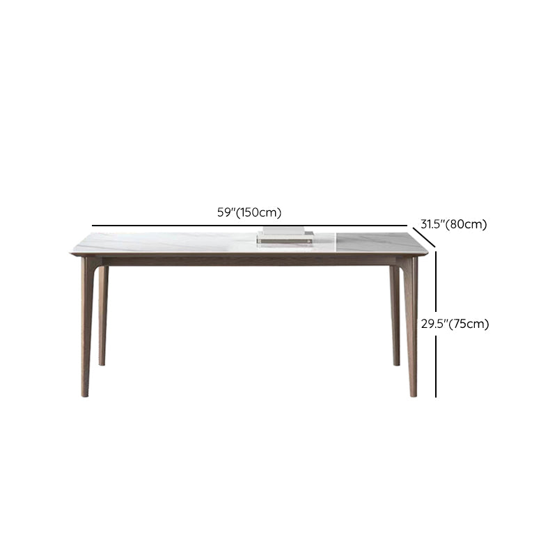 Industrial Style Dinner Table Stone Rectangle Dining Site Table in White Clearhalo 'Dining Tables & Seating' 'Dining Tables' 'dining_table' 'furn' 'furn_dining_table' 'Furniture' 'Kitchen & Dining Furniture' 7012966