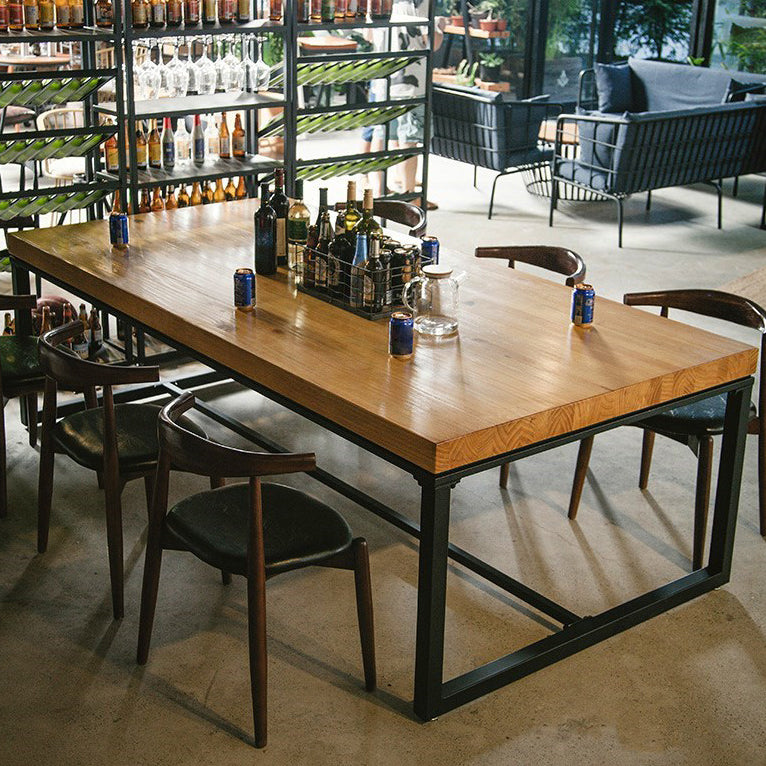 Industriële rechthoekige eettafel Eetkamer Massief houten eettafel