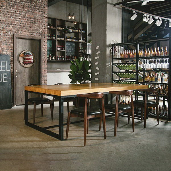 Industriële rechthoekige eettafel Eetkamer Massief houten eettafel