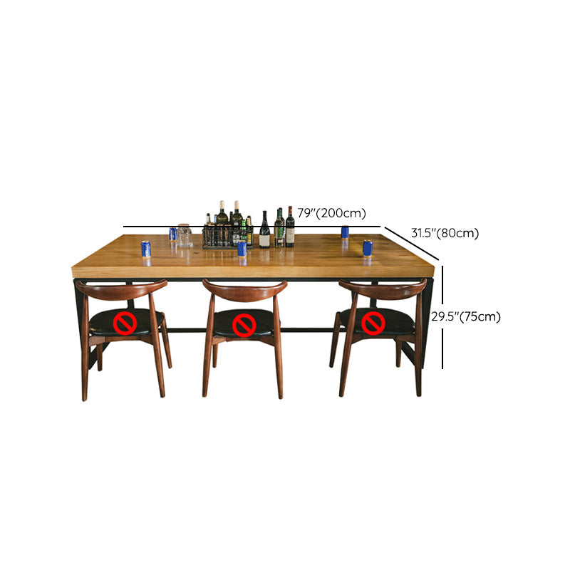 Industriële rechthoekige eettafel Eetkamer Massief houten eettafel
