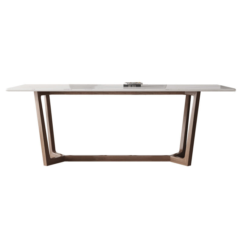 Eettafel in industriële stijl, rechthoekige stenen eettafel in wit