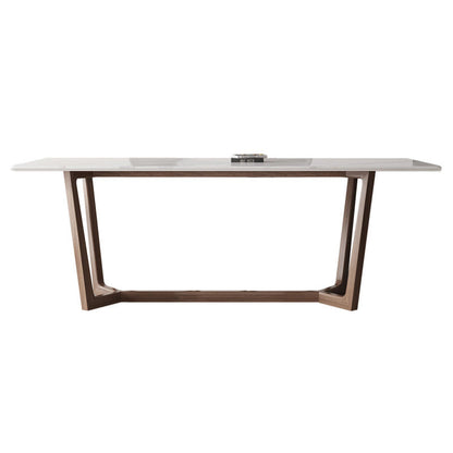 Eettafel in industriële stijl, rechthoekige stenen eettafel in wit