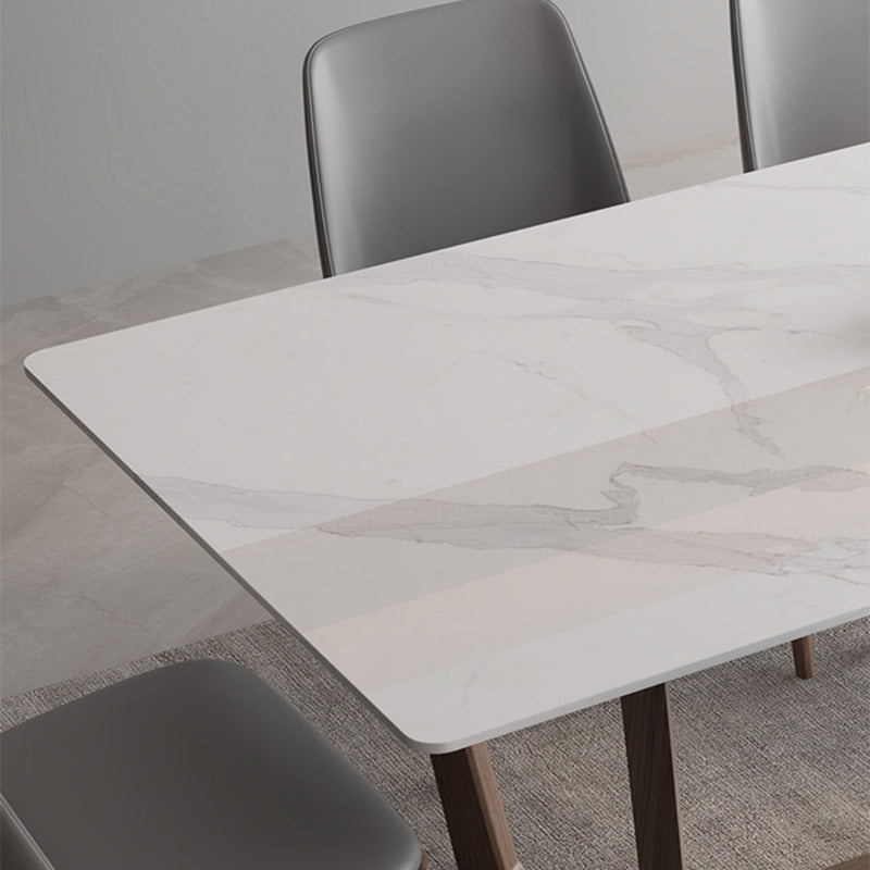 Eettafel in industriële stijl, rechthoekige stenen eettafel in wit