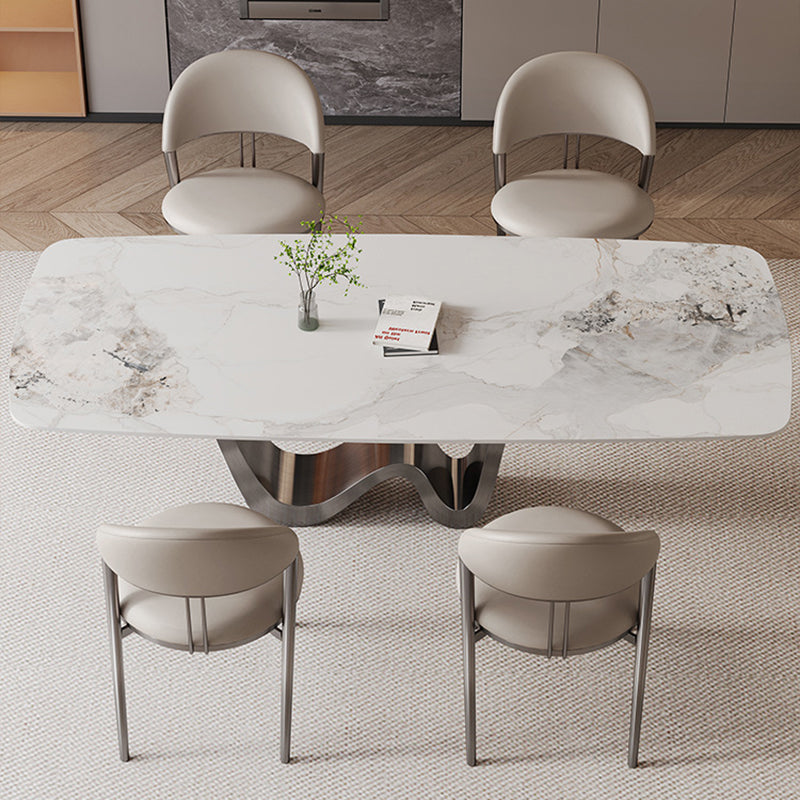 Kitchen Dinner Table Dining Room Stone Rectangle Dining Table Clearhalo 'Dining Tables & Seating' 'Dining Tables' 'dining_table' 'furn' 'furn_dining_table' 'Furniture' 'Kitchen & Dining Furniture' 7013112