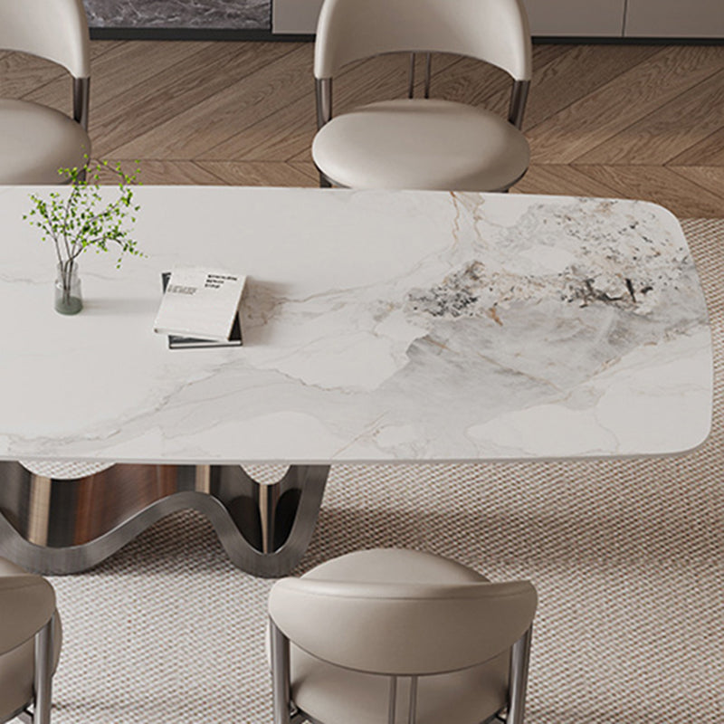 Kitchen Dinner Table Dining Room Stone Rectangle Dining Table Clearhalo 'Dining Tables & Seating' 'Dining Tables' 'dining_table' 'furn' 'furn_dining_table' 'Furniture' 'Kitchen & Dining Furniture' 7013113