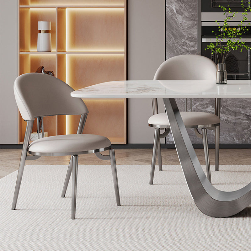 Kitchen Dinner Table Dining Room Stone Rectangle Dining Table Clearhalo 'Dining Tables & Seating' 'Dining Tables' 'dining_table' 'furn' 'furn_dining_table' 'Furniture' 'Kitchen & Dining Furniture' 7013115
