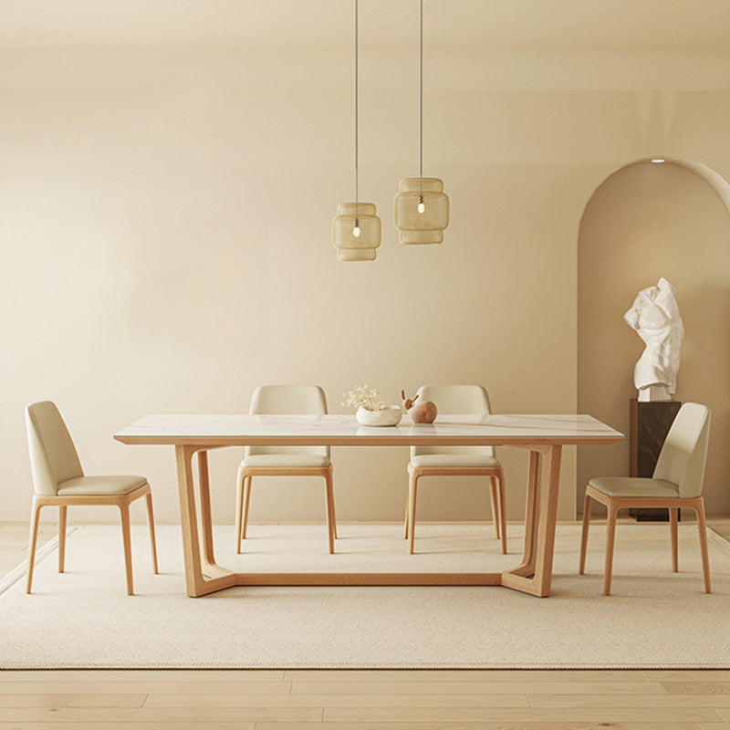 Industrial Dining Room Table Rectangle Stone Dining Site Table in White Clearhalo 'Dining Tables & Seating' 'Dining Tables' 'dining_table' 'furn' 'furn_dining_table' 'Furniture' 'Kitchen & Dining Furniture' 7013122
