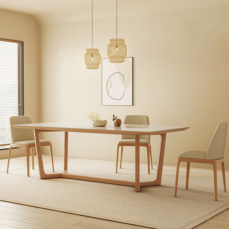 Industrial Dining Room Table Rectangle Stone Dining Site Table in White Clearhalo 'Dining Tables & Seating' 'Dining Tables' 'dining_table' 'furn' 'furn_dining_table' 'Furniture' 'Kitchen & Dining Furniture' 7013123