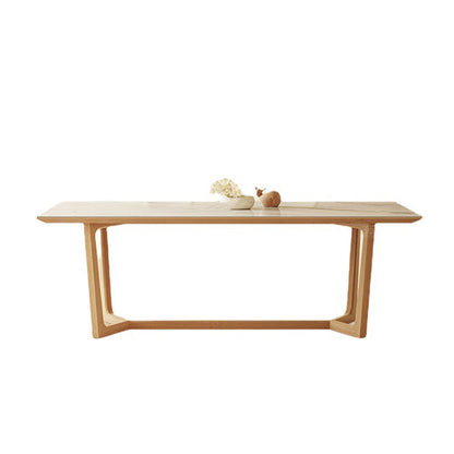 Industrial Dining Room Table Rectangle Stone Dining Site Table in White Without Chairs Clearhalo 'Dining Tables & Seating' 'Dining Tables' 'dining_table' 'furn' 'furn_dining_table' 'Furniture' 'Kitchen & Dining Furniture' 7013125