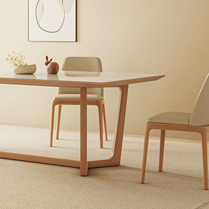 Industrial Dining Room Table Rectangle Stone Dining Site Table in White Clearhalo 'Dining Tables & Seating' 'Dining Tables' 'dining_table' 'furn' 'furn_dining_table' 'Furniture' 'Kitchen & Dining Furniture' 7013126