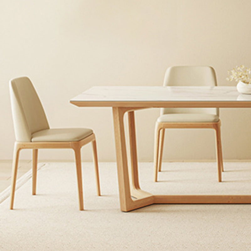Industrial Dining Room Table Rectangle Stone Dining Site Table in White Clearhalo 'Dining Tables & Seating' 'Dining Tables' 'dining_table' 'furn' 'furn_dining_table' 'Furniture' 'Kitchen & Dining Furniture' 7013127