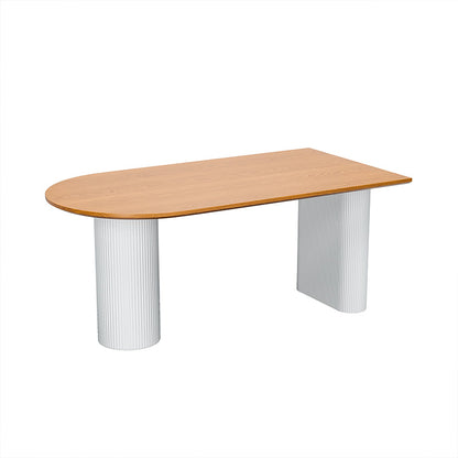 Solid Wood Dining Table Double Pedestal Dinner Table for Dining Room