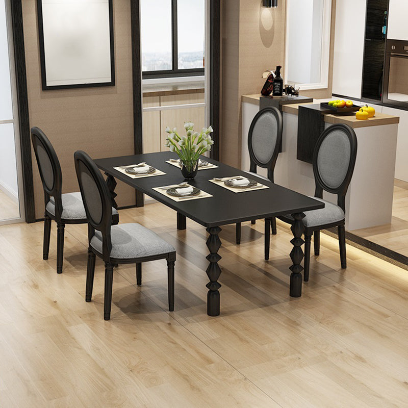 Table à manger rectangulaire en bois massif, 4 pieds, pour salle à manger