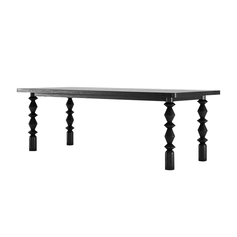 Table à manger rectangulaire en bois massif, 4 pieds, pour salle à manger