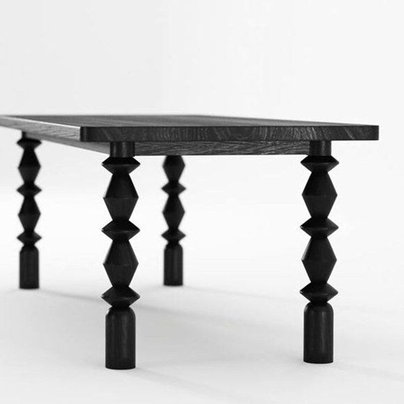 Table à manger rectangulaire en bois massif, 4 pieds, pour salle à manger