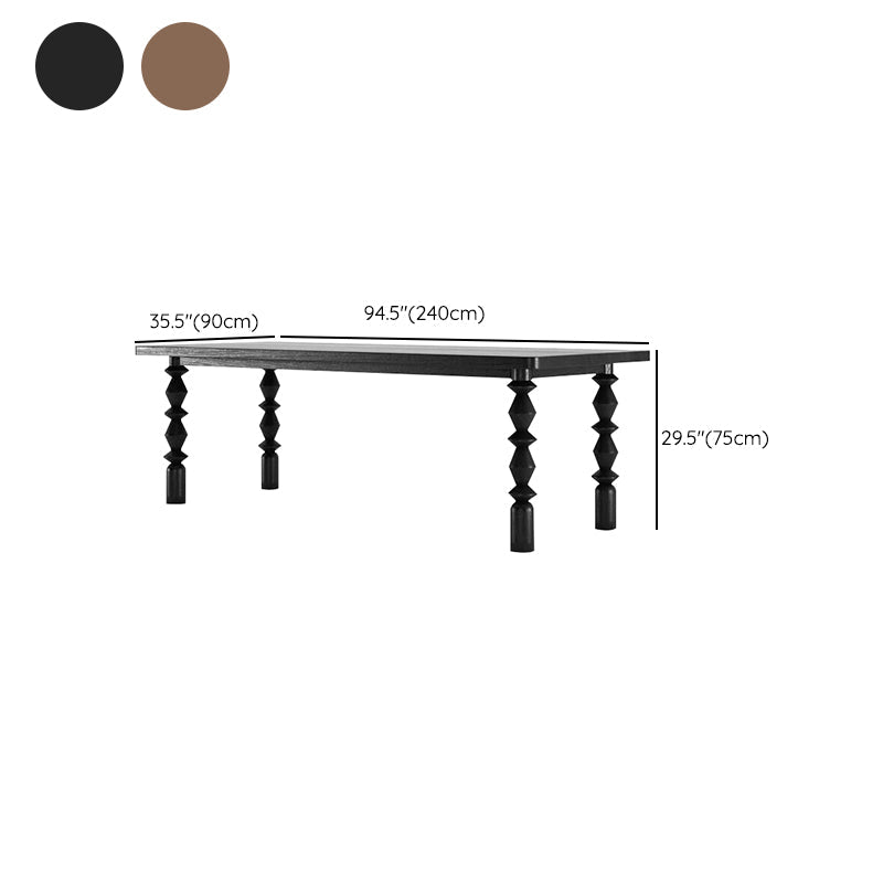 Table à manger rectangulaire en bois massif, 4 pieds, pour salle à manger