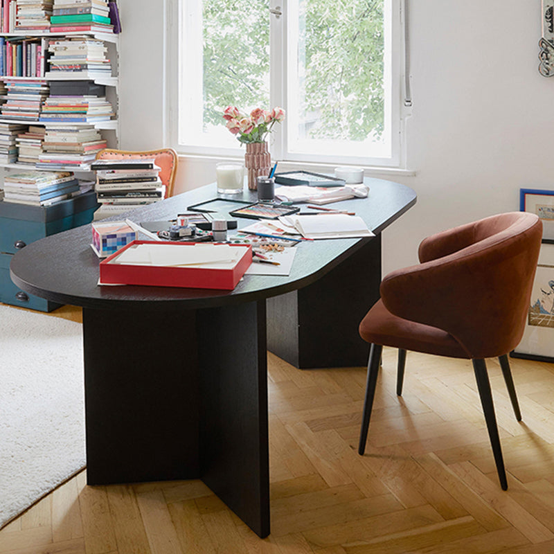 Modern Wood Dining Table Oval Black Dinner Table for Dining Room Clearhalo 'Dining Tables & Seating' 'Dining Tables' 'dining_table' 'furn' 'furn_dining_table' 'Furniture' 'Kitchen & Dining Furniture' 7013258