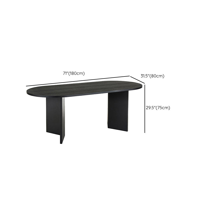 Modern Wood Dining Table Oval Black Dinner Table for Dining Room Clearhalo 'Dining Tables & Seating' 'Dining Tables' 'dining_table' 'furn' 'furn_dining_table' 'Furniture' 'Kitchen & Dining Furniture' 7013264