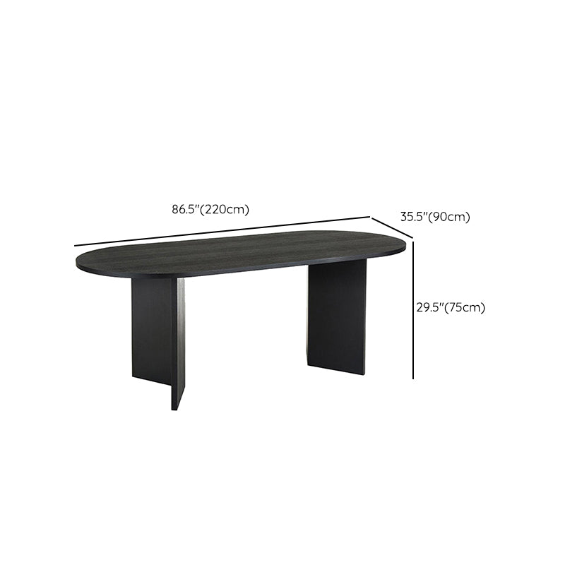 Modern Wood Dining Table Oval Black Dinner Table for Dining Room Clearhalo 'Dining Tables & Seating' 'Dining Tables' 'dining_table' 'furn' 'furn_dining_table' 'Furniture' 'Kitchen & Dining Furniture' 7013265