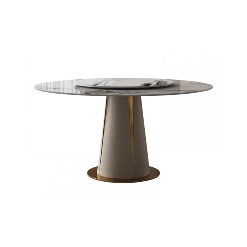 Kitchen Stone Round Dining Table Dining Room Pedestal Dinner Table Lazy Susan Without Chairs Clearhalo 'Dining Tables & Seating' 'Dining Tables' 'dining_table' 'furn' 'furn_dining_table' 'Furniture' 'Kitchen & Dining Furniture' 7013320