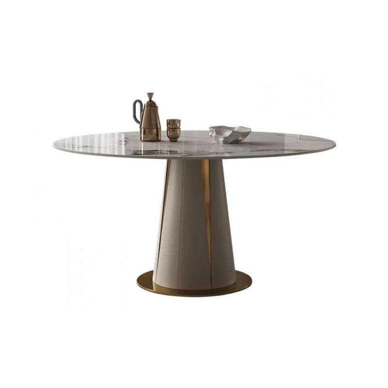 Kitchen Stone Round Dining Table Dining Room Pedestal Dinner Table Fixed Table Without Chairs Clearhalo 'Dining Tables & Seating' 'Dining Tables' 'dining_table' 'furn' 'furn_dining_table' 'Furniture' 'Kitchen & Dining Furniture' 7013321
