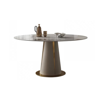 Kitchen Stone Round Dining Table Dining Room Pedestal Dinner Table Fixed Table Without Chairs Clearhalo 'Dining Tables & Seating' 'Dining Tables' 'dining_table' 'furn' 'furn_dining_table' 'Furniture' 'Kitchen & Dining Furniture' 7013321